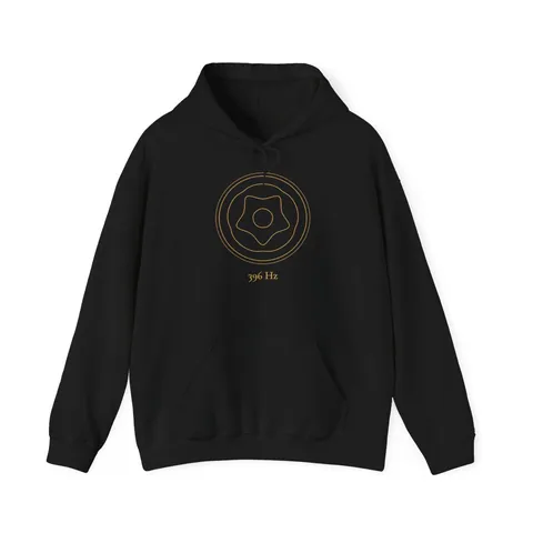396 Hz Loslassen · Chladni-Figur – Hoodie in Schwarz, Vorderseite