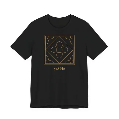 528 Hz Liebe · Chladni-Figur – T-Shirt in Schwarz