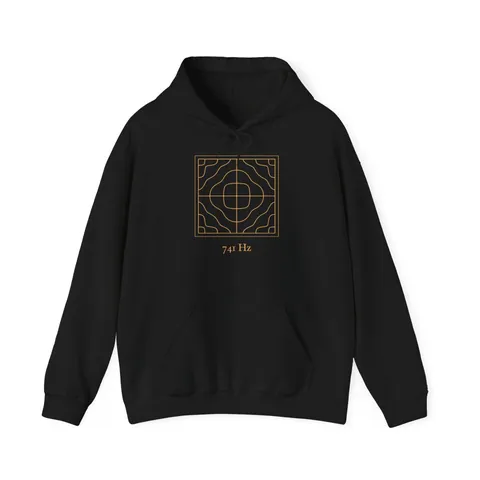 741 Hz Klarheit · Chladni-Figur – Hoodie in Schwarz, Vorderseite