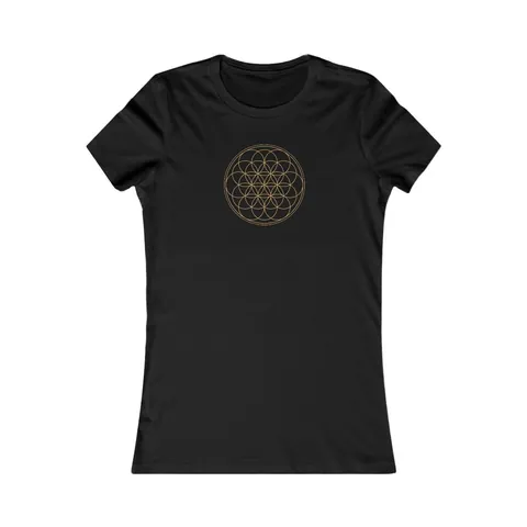 Blume des Lebens · Verbundenheit – Damen-T-Shirt in Schwarz, Vorderseite