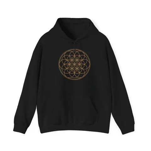 Blume des Lebens · Verbundenheit – Hoodie in Schwarz