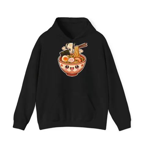 Kawaii Ramen-Schüssel – Hoodie in Schwarz