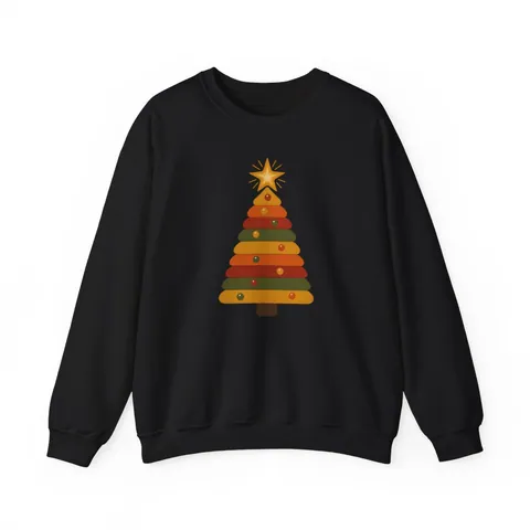Retro 70er Weihnachtsbaum – Sweatshirt in Schwarz