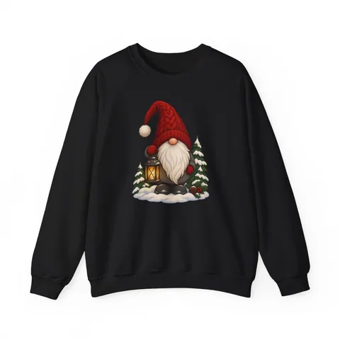 Skandinavischer Weihnachtswichtel mit Laterne – Sweatshirt in Schwarz
