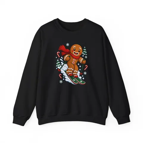 Ski fahrender Lebkuchenmann – Sweatshirt in Schwarz