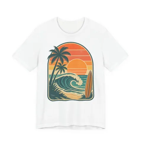 Vintage Surf-Sonnenuntergang – T-Shirt in Weiß