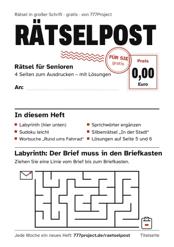 Seite 1: Titelseite mit Labyrinth