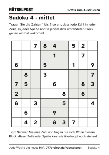 Seite 4: Sudoku 4 · mittel