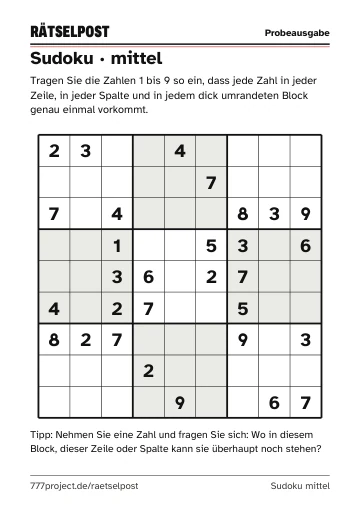 Seite 3: Sudoku mittel