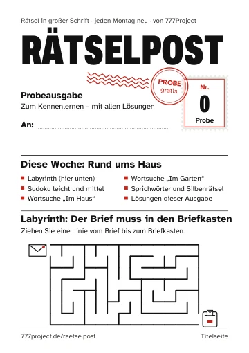 Seite 1: Titelseite mit Labyrinth
