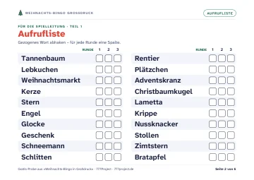 Seite 2: Aufrufliste, Teil 1