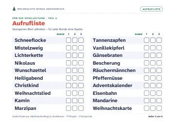 Seite 3: Aufrufliste, Teil 2