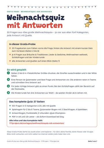 Seite 1: Titelseite mit Spielregeln
