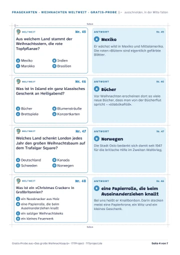 Seite 4: Fragekarten: Weihnachten weltweit